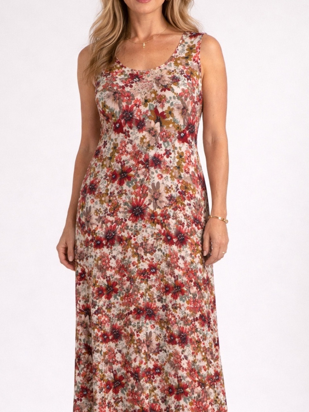 Soft Surroundings Floral Crochet Back Midi Dress Summer Sundress XL TALL TXL